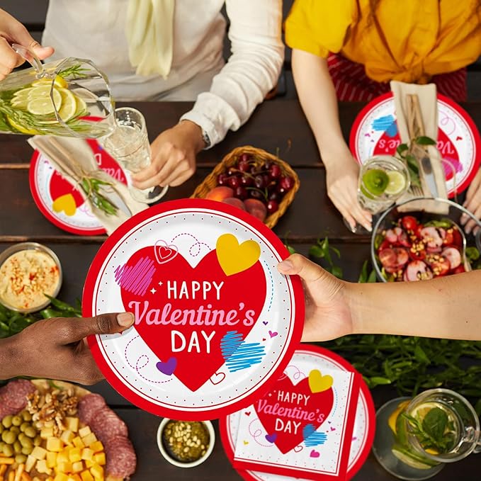 Valentine's Day Party Supplies Set for 25 Elegant Disposable Paper