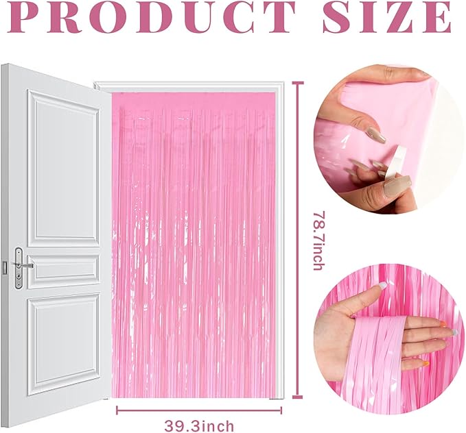5 Pack Pink Tinsel Curtain Foil Fringe Birthday Graduation Party