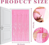 20 Pack Party Backdrop Decorations Pink Tinsel Curtain Party Backdrop