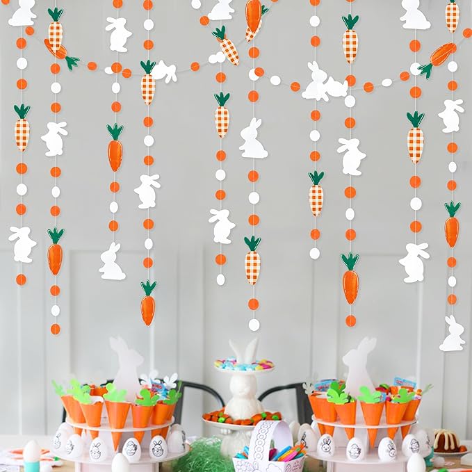 Easter Party Decorations Bunny Carrot Circle Dot Garland Streamer