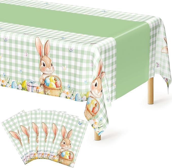 6 Pack Easter Tablecloth, 54" x 108" Disposable Easter Decorations
