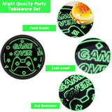 96pcs Video Game Party Supplies Tableware Set Neon Game On Paper