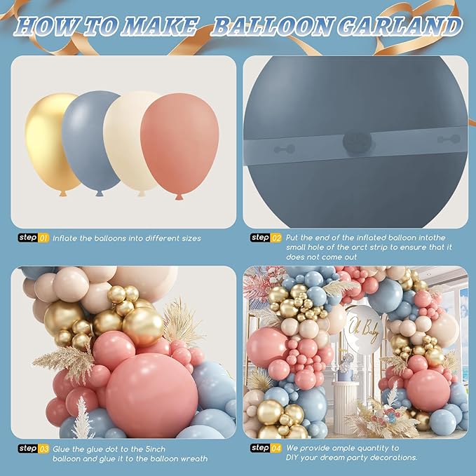 Gender Reveal Balloon Garland Arch Kit 412pcs Pink and Blue balloons
