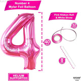 KatchOn, Hot Pink 4 Balloon Number - 40 Inch | 4th Birthday Balloons