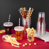 50 Pcs Movie Night Cups 12 oz Disposable Plastic Cups with Straws