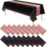 16Pack Disposable Plastic Tablecloths and Satin Table Runner Set #4