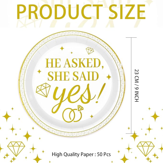 50Pcs Happy Engagement Party Decoration He Asked She Said Yes Paper
