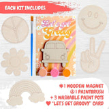 BOIKOKY 12 Pack Pre-Packaged Groovy Party Favors, Wooden Retro Cutouts