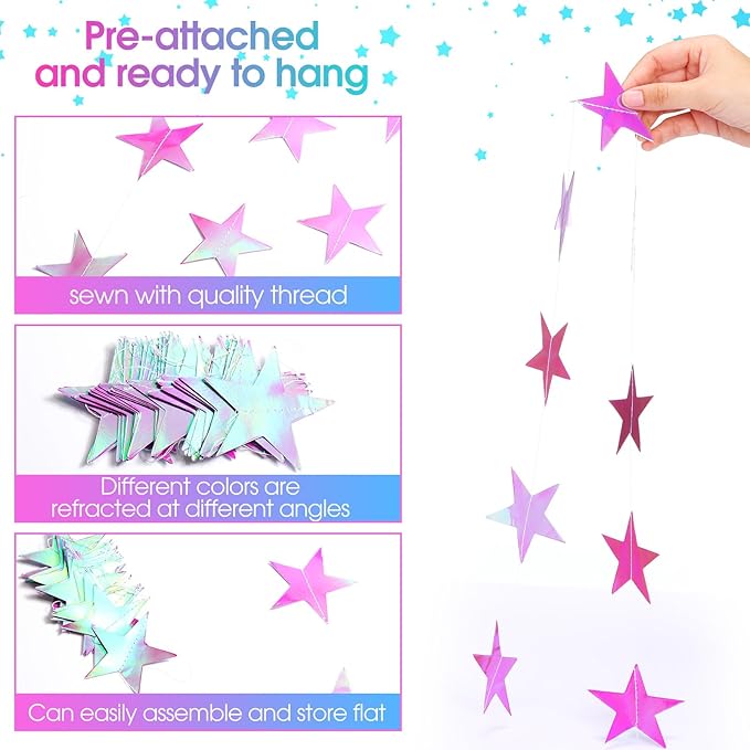 Patelai Glitter Star Garland Banner 2026 Graduation Decor 130 Feet #19