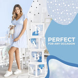 Baby Shower Boxes with Letters – White Boxes with Blue, Silver &