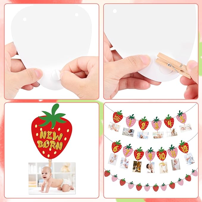 Strawberry First Birthday Party Decoration Berry 1st Monthly Photo