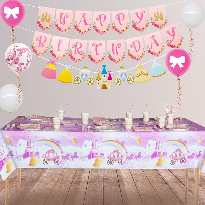 Princess Themed Birthday Party Decorations for kids Includes Plate