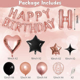 Rose Gold and Black Birthday Decorations for Women Black Pearl Rose