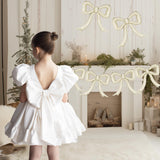 6pcs Cream White Bow Foil Balloons Mylar Bow Balloons for Coquette