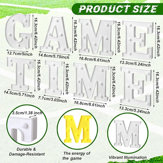 8 Pcs Game Time Football Party Decorations Game Time LED Lights up