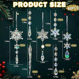 48pcs Christmas Crystal Ornaments for Tree - Iridescent Christmas