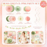 NICROHOME EUR Wedding Decorations 20 PCS Sage Green and Pink Tissue