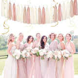 Champagne-Gold Beige Boho Party-Decorations Tassel-Garland - 20pc