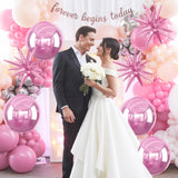 6Pcs Pink Foil Balloons,22Inch Metallic Pink 4D Round Ball Balloon and