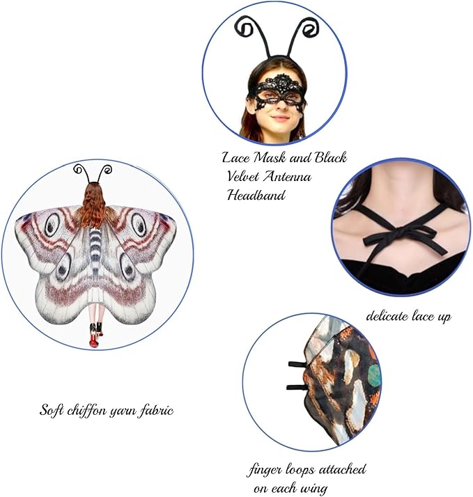 Halloween Butterfly Wings Costume for Womens Moth Wings Butterfly