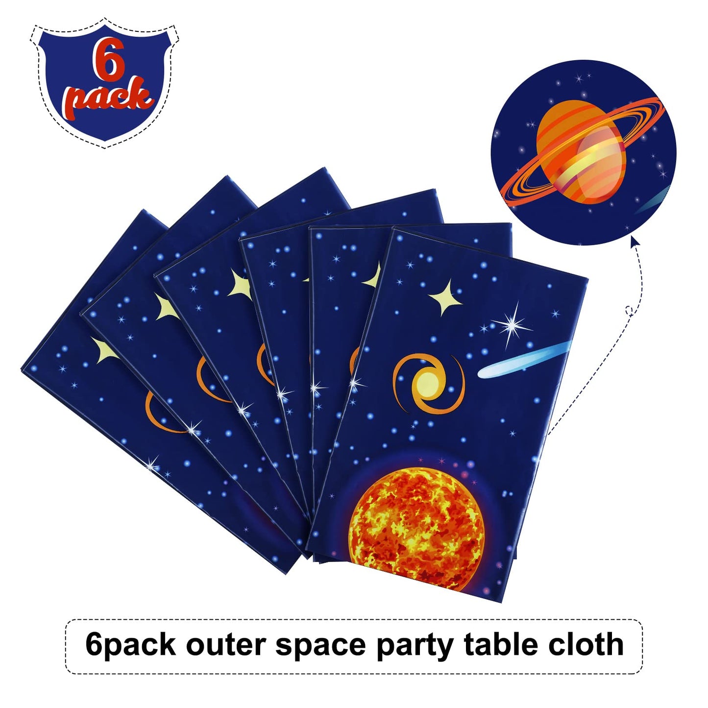 Sumind 6 Pieces Space Tablecloth Decorations Plastic Outer Solar