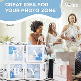 Baby Shower Boxes with Letters – White Boxes with Blue, Silver &