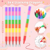 24 Unicorn Mini Coloring Books Kids with 24 Stacking Crayons Rainbow