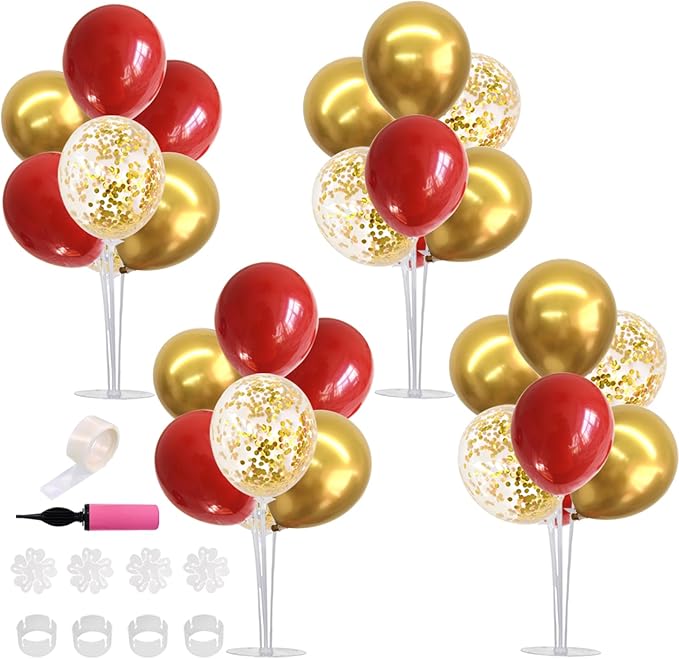 Red and Gold Balloon Stand Kit with Balloons for 2026 Graduation