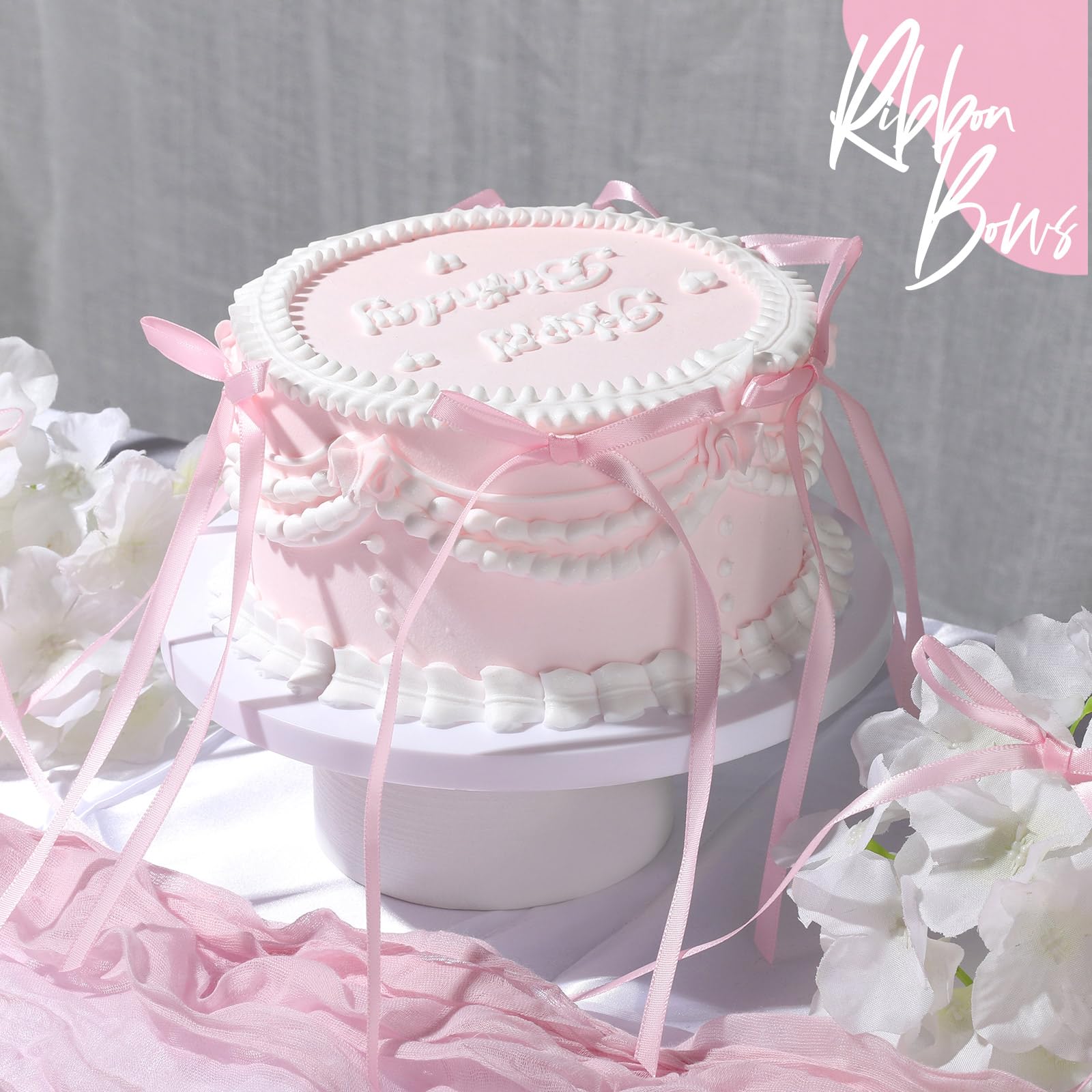 YGDZ Pink Bows for Cake, 30PCS Pink Bow Cake Topper, Ribbon Bowknot