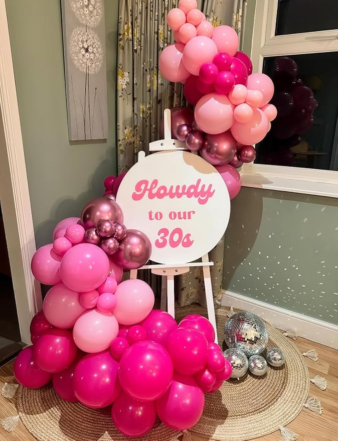Pink Balloons Set - 12Inch Metallic Chrome Pearl Macaron Light Pink