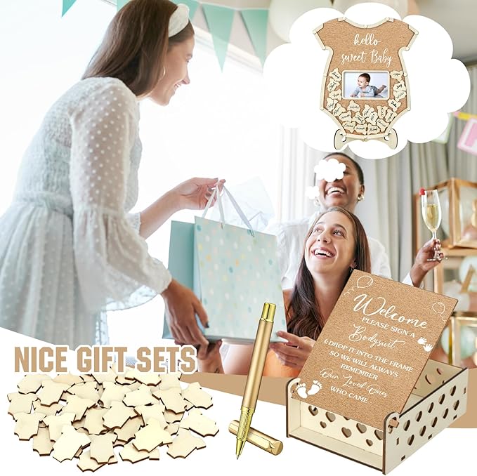 63 Pcs Bodysuit Baby Shower Guest Book Alternatives Set Baby Shower
