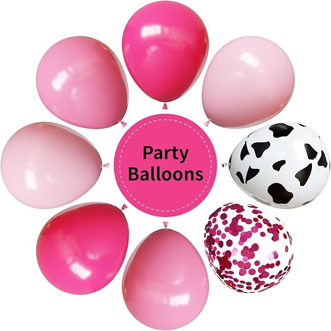 YMSZ Pink and Cow Print Balloons, 67pcs 12 Inch Cowgirl Balloons,