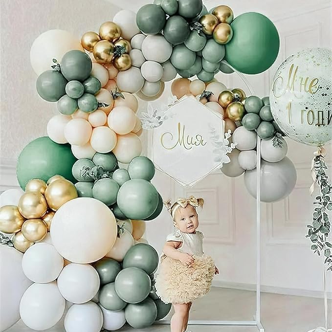 PartyWoo Dusty Green Balloons 50pcs 12 Inch Sage Olive Eucalyptus