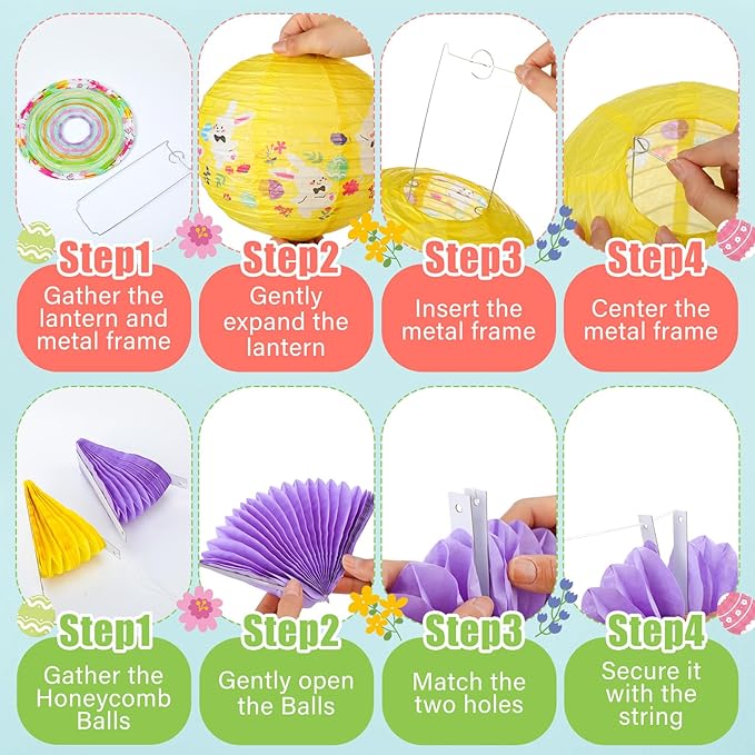 18 Pcs Easter Party Decoration Easter Honeycomb Decorations Hanging