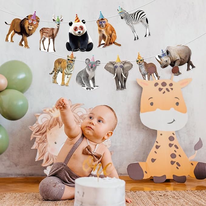 Hooqict Safari Animals Happy Birthday Banner Animal Birthday Decoratio