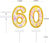 60th Birthday Candle for Women/Men, Golden Macaron Numeral Candles,