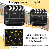 100 Pcs Movie Night Theme Party Supplies Serves 50 Movie Night