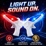 12 PK World's Smallest Space Guns - Mini Light Up Flashing Ray