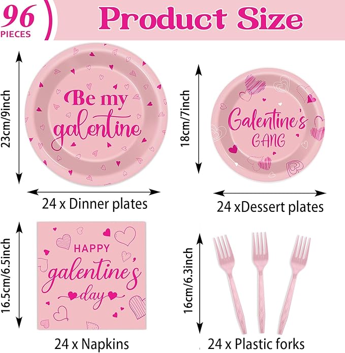 96 PCS Galentine's Day Party Decorations Be My Galentine Tableware