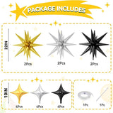 18 Pcs Black Gold Star Balloons, Gold and Black Balloon with 6 Pcs