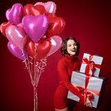 Hot Pink Foil Heart Balloons, 12 Pcs 18 Inch Mylar Heart Shaped Pink
