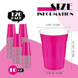 120 pcs 16 oz pink plastic cups Valentines Day plastic cups Hot pink
