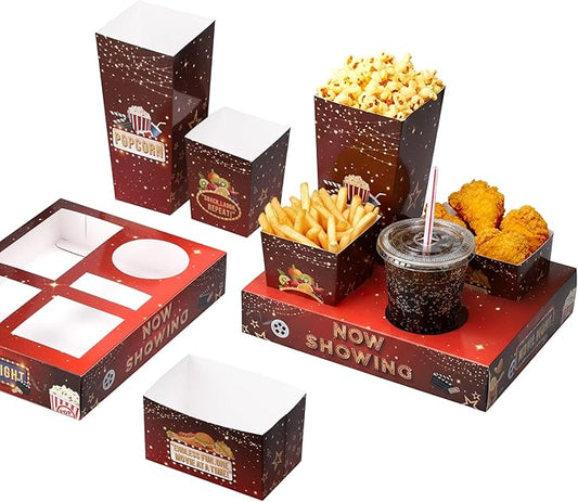 27 Set Movie Night Snack Trays Disposable Paper Movie Snack Boxes
