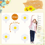 Sotiff 21 Pcs Flower Balloons Daisies Balloons White Groovy Flowe Whit