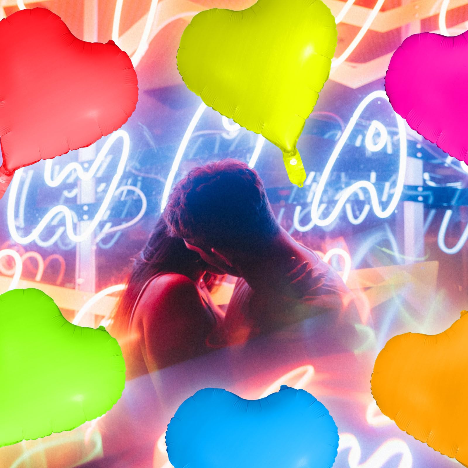 Vertintong 12 Pcs Heart Glow in The Dark Neon Balloons Foil Birthday