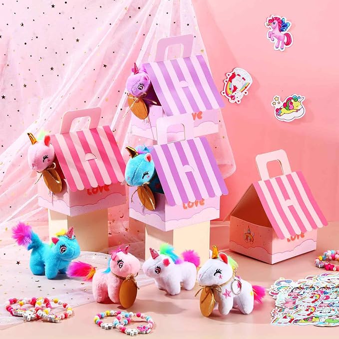 100 Pcs 16 Sets Unicorn Party Favor Mini Unicorn Stuffed Animals