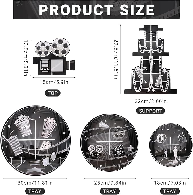 Colarr 2 Pack Movie Night Party Decorations Cupcake Stand 3 Tier