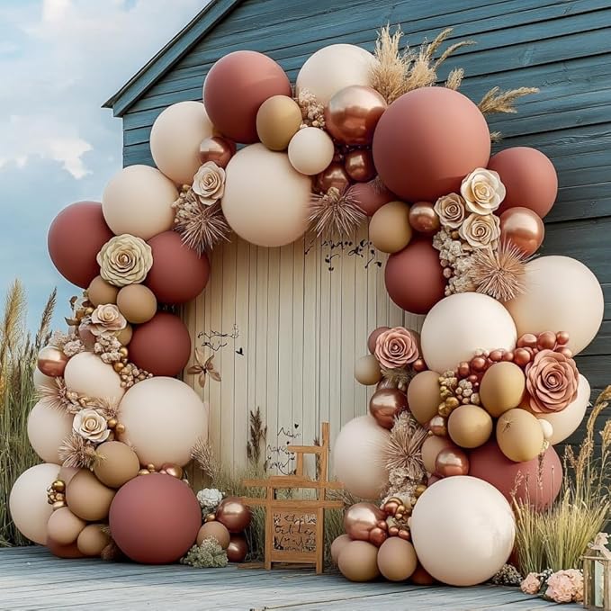 Boho Balloons Pink Nude Balloon Garland Double Stuffed Matte Cream