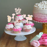 24Pcs Oh Baby Cupcake Toppers Baby Girl Cupcake Toppers with Bow Dress