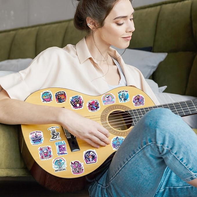 Sarcastic Skeleton Stickers for Adults - 100 Pcs Funny Skull Water